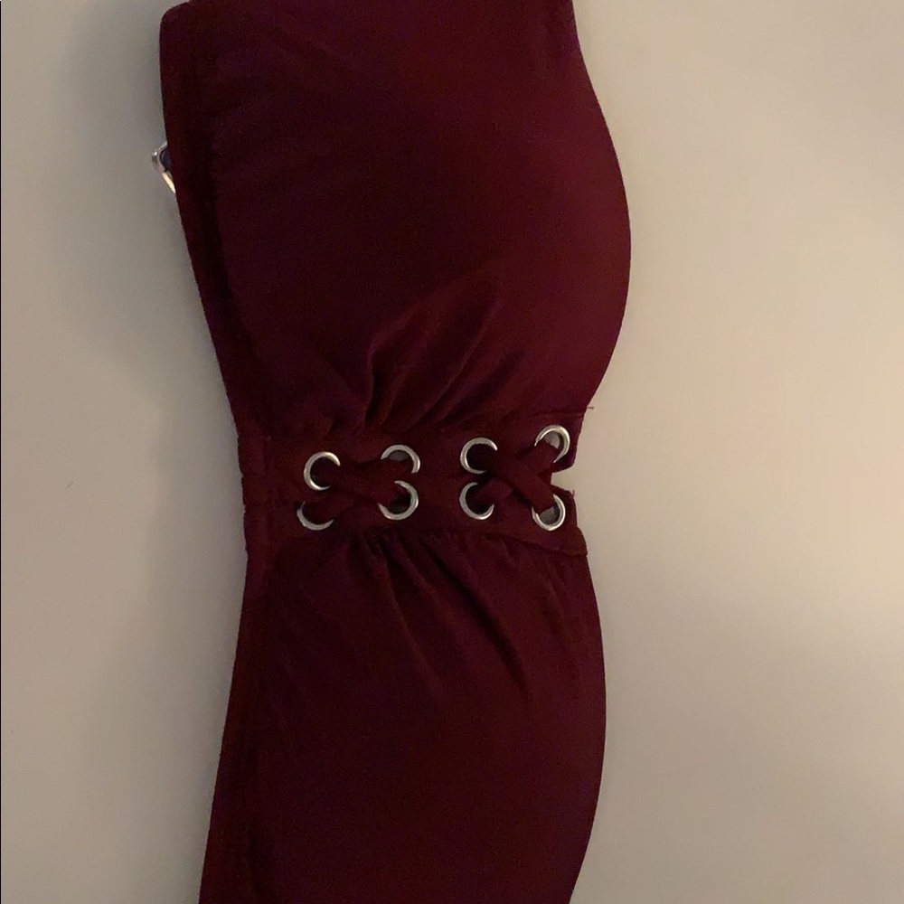 Bikini top strapless maroon